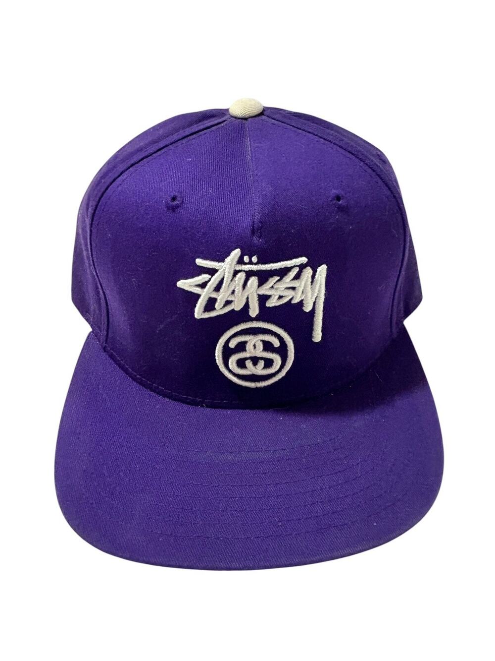 Vtg Stussy Headgear Hat Cap Adjustable Snapback Purple SS Logo Embroidered Logo